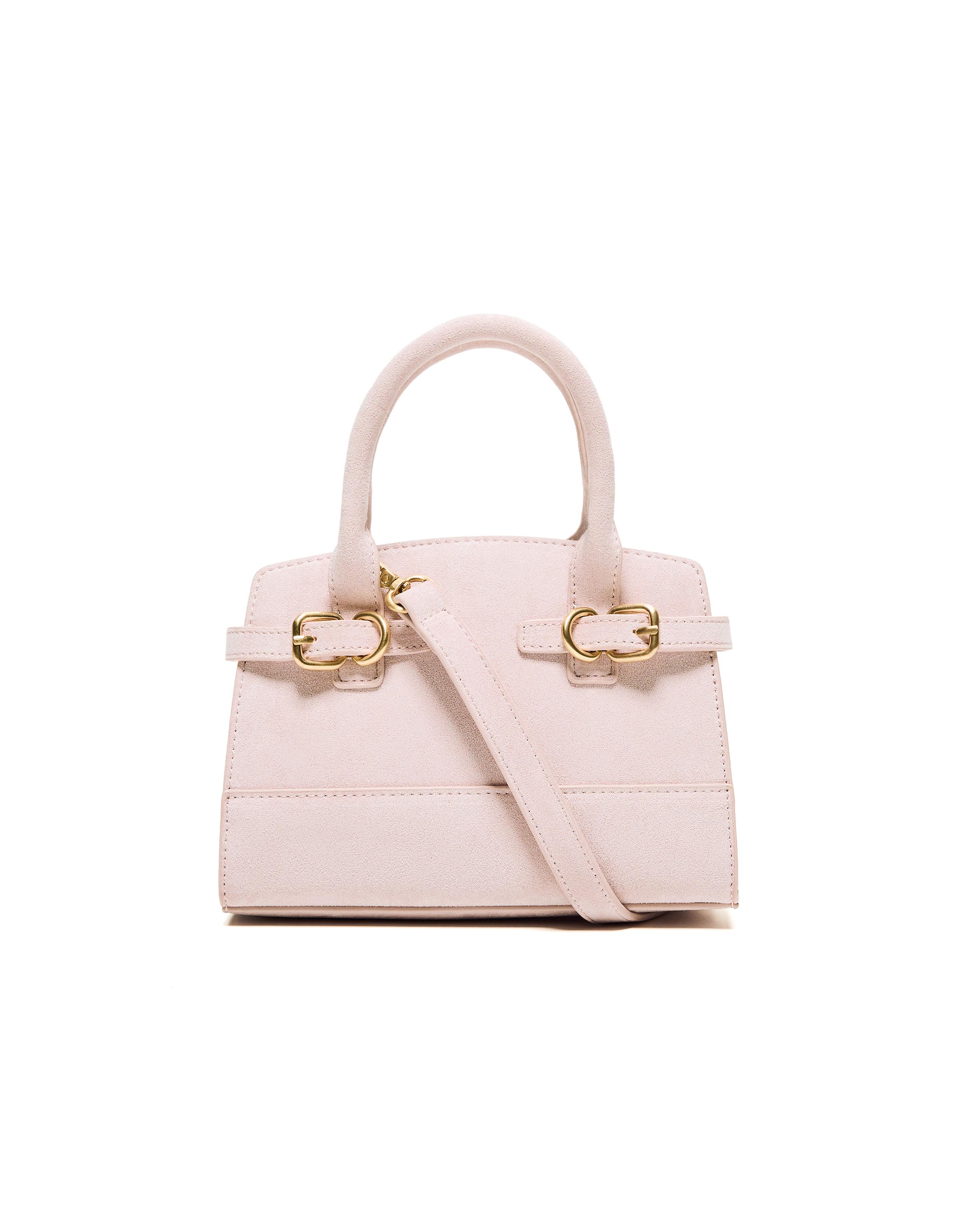 Faux suede buckle bag — Pink