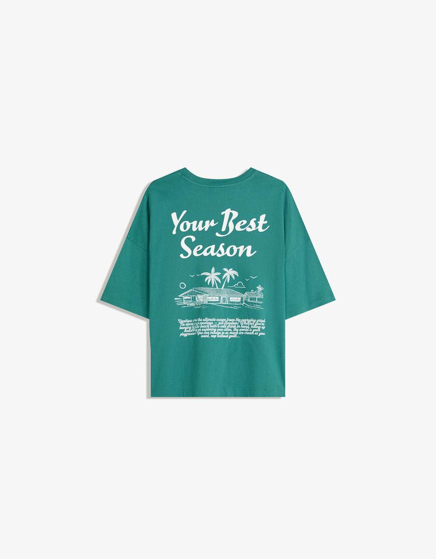 T-shirt manches courtes imprimé-Vert-4
