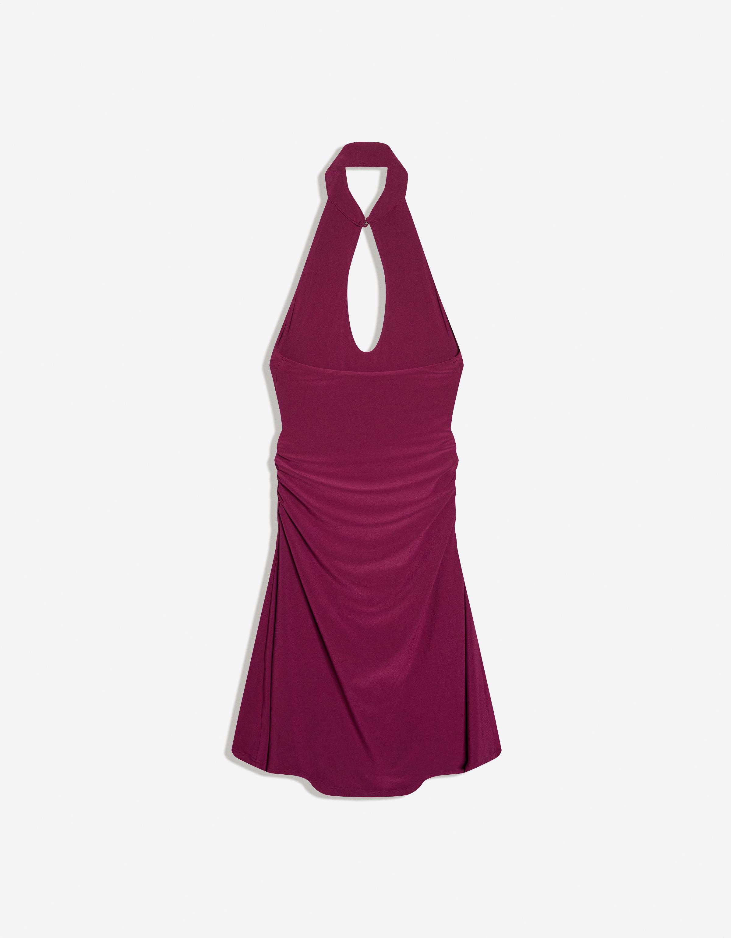 Mini halter open-neck dress — Red