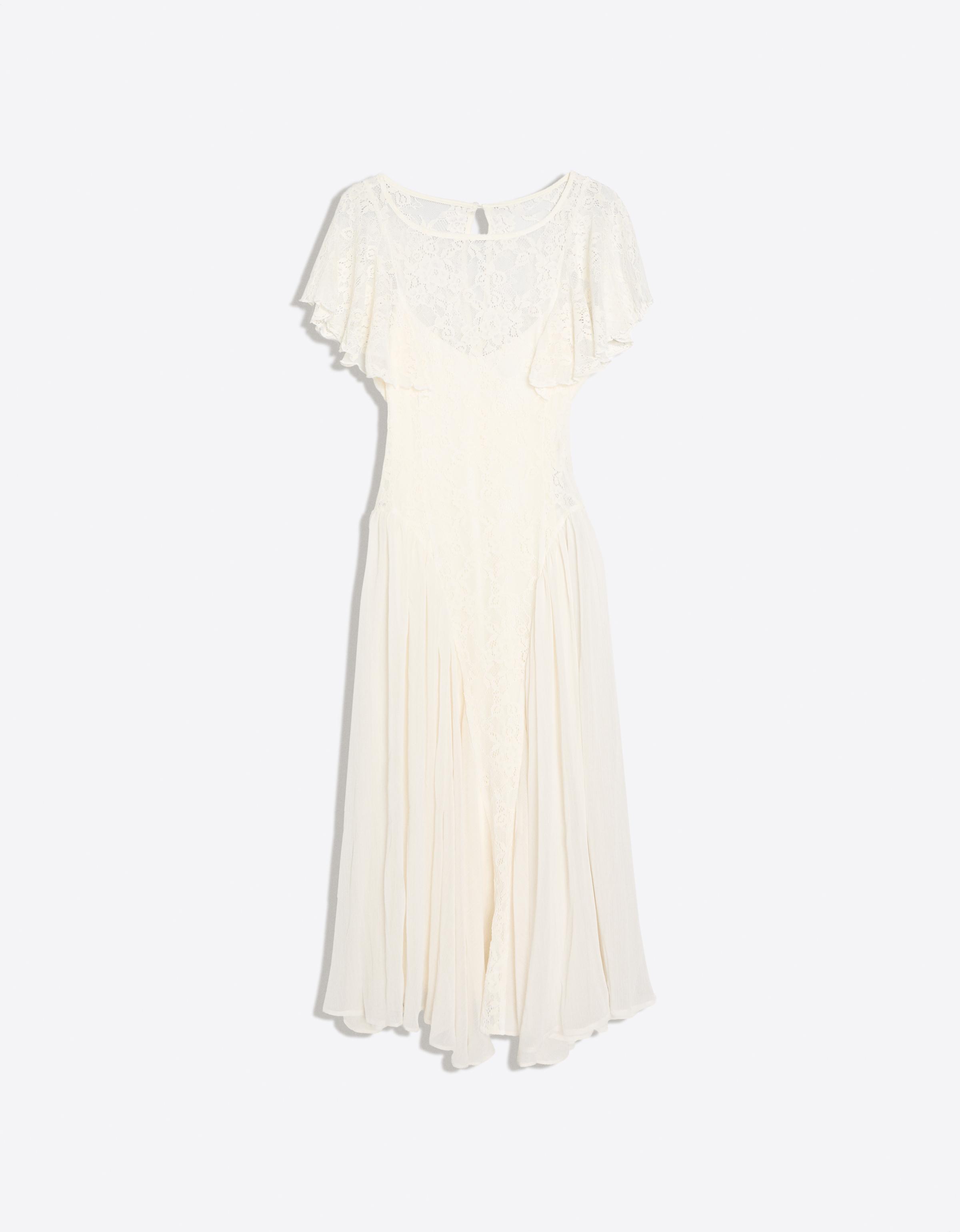 Cape sleeve midi dress — Cream