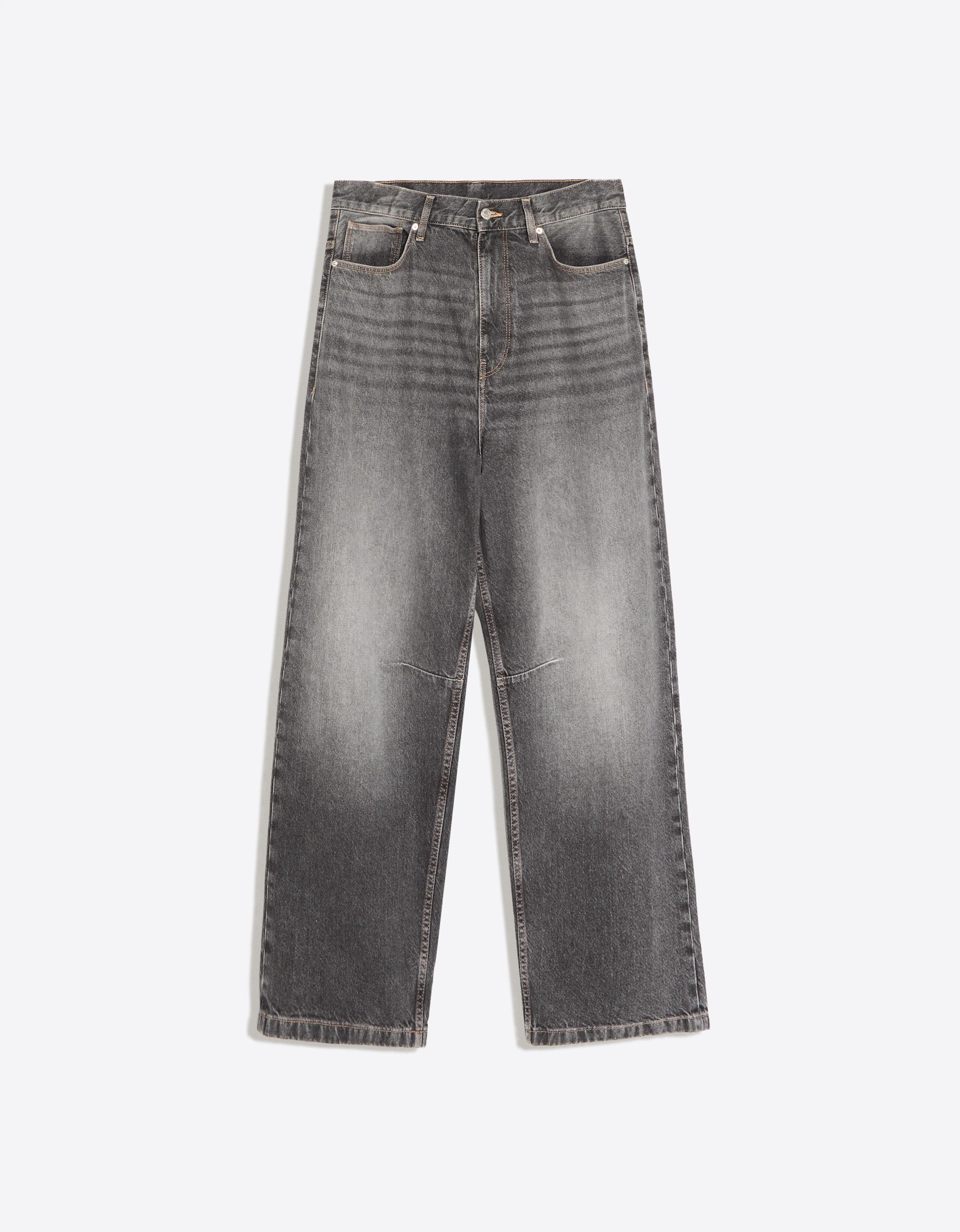 Neobarrel jeans with back buckle — Dark grey