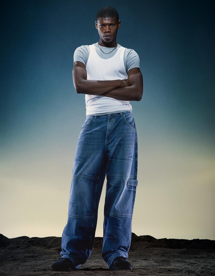 Jeans Von Dutch brodé-Bleu lavé