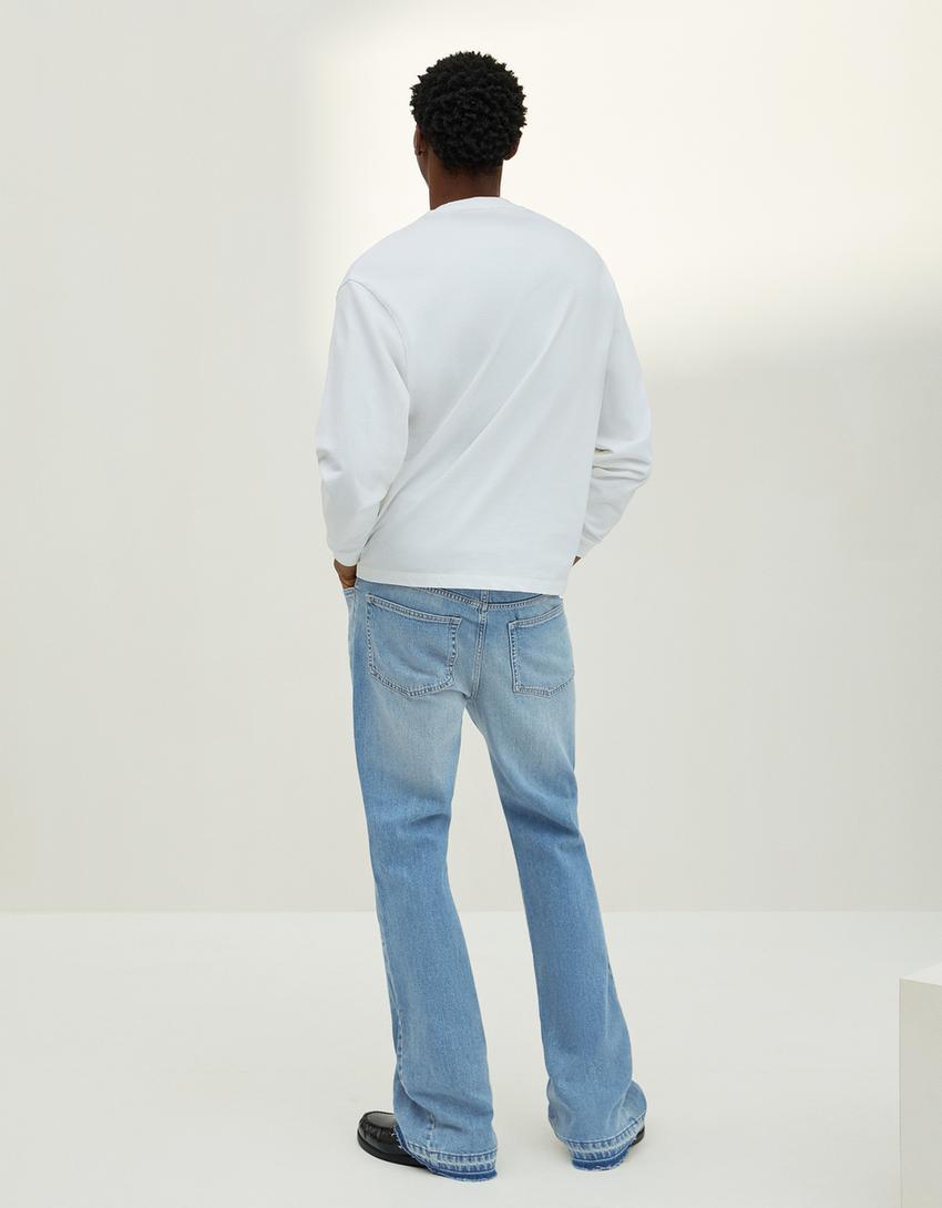 Jeans flare confort-Bleu lavé