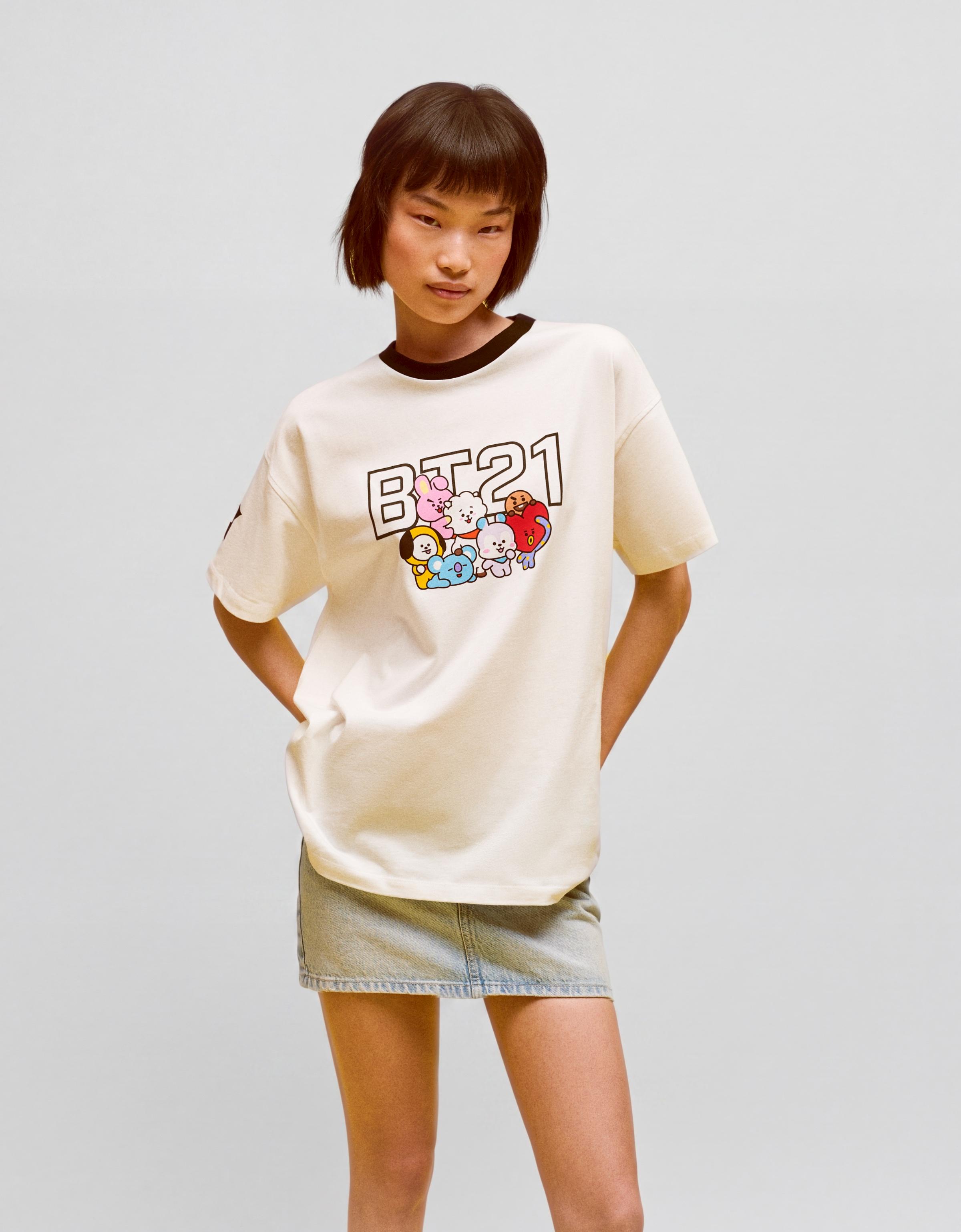 BT21 print oversize T-shirt — Off white