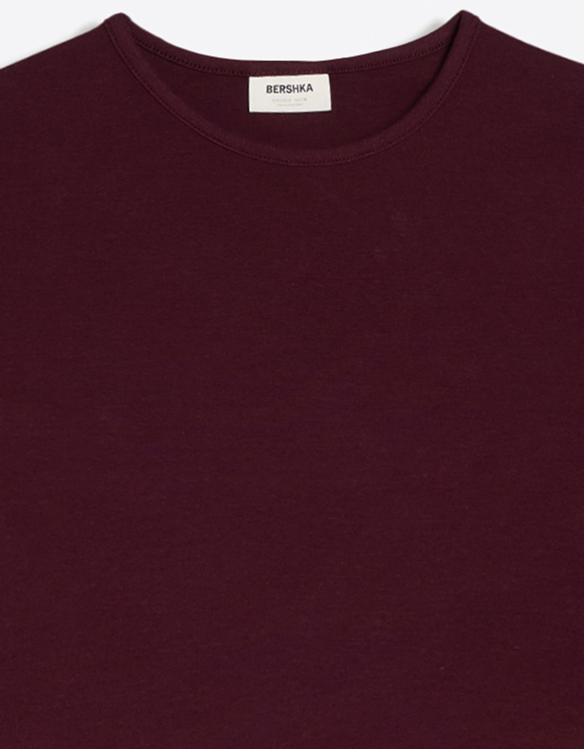 Round neck long-sleeve T-shirt — Burgundy