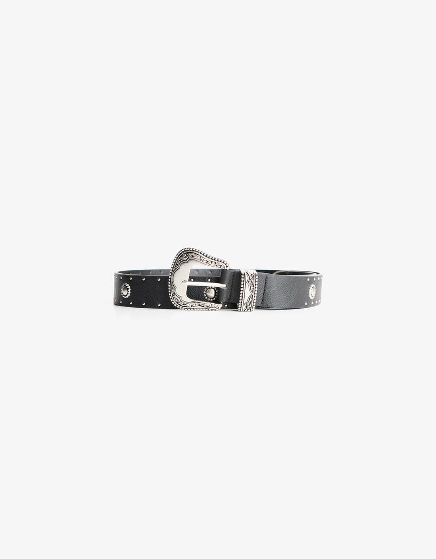 Cinto polipele com tachas-Preto