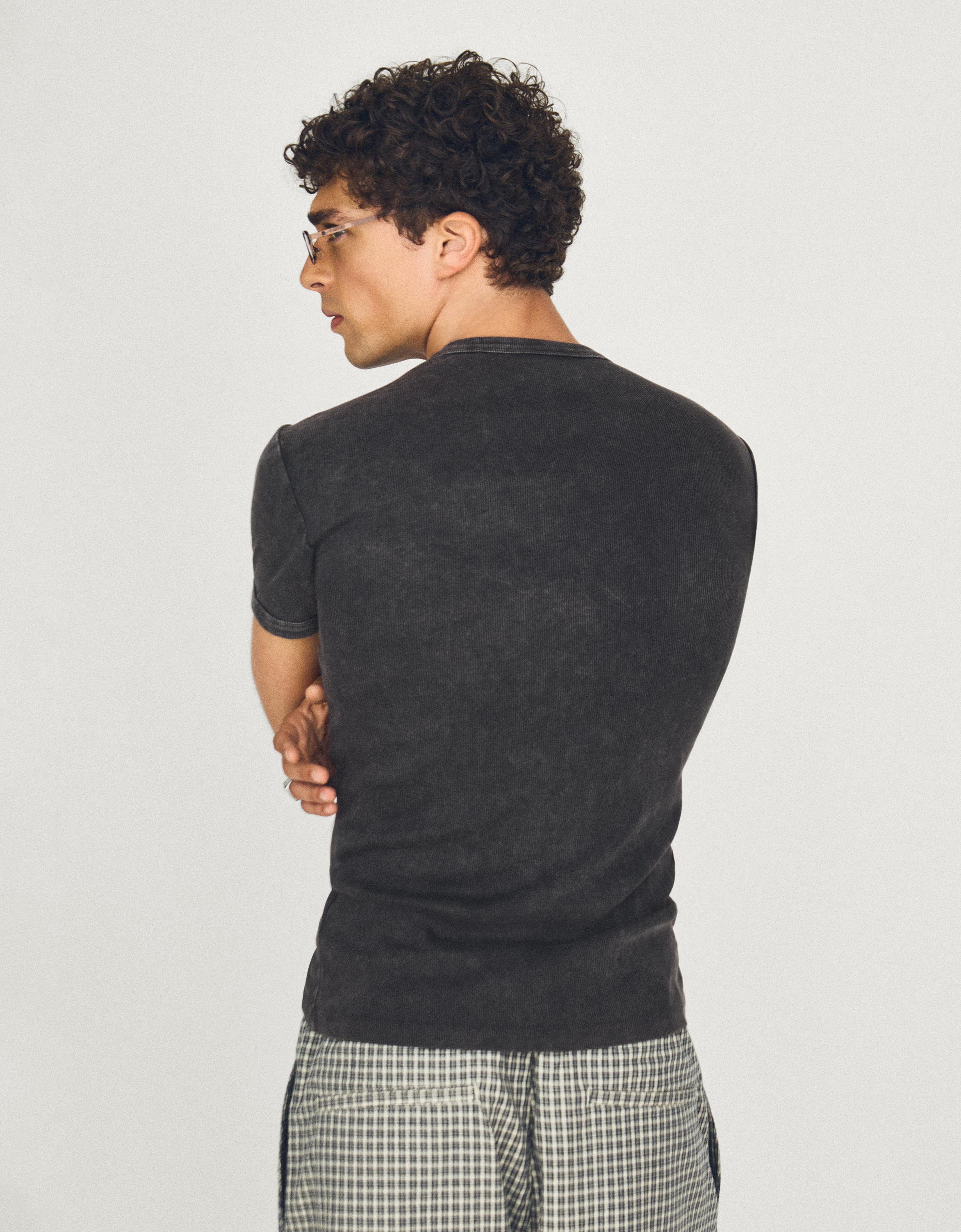 Slim fit ribbed T-shirt — Grey