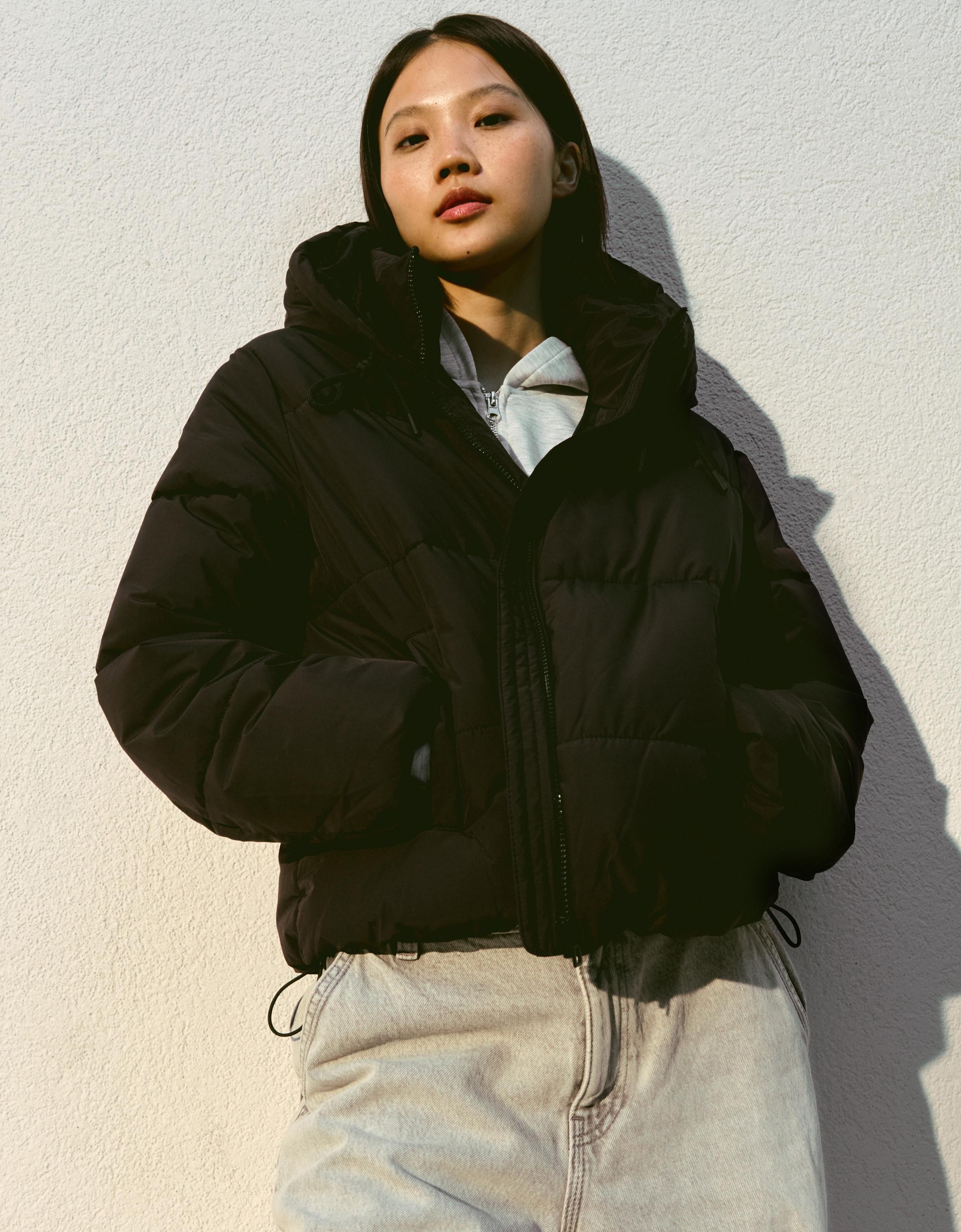 Bershka Puffy-Jacke, Wasserfester, Winddicht & Wärmeisolierung Damen M Schwarz