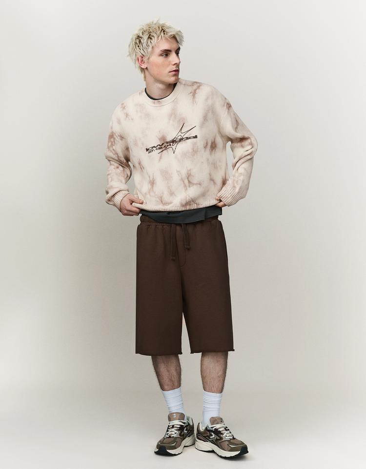 Bisiklet yaka baskılı kazak