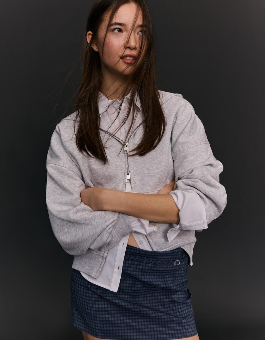 Mini suknja preko hlača s kopčom-Mornarska plava