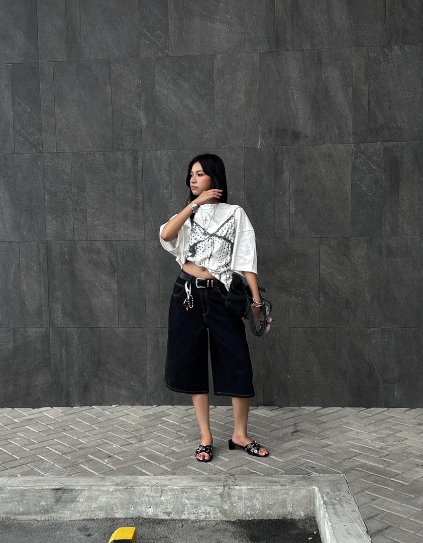 Bermuda jort denim-Negro