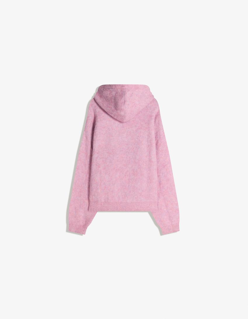 Maglia effetto spazzolato stampa-Rosa