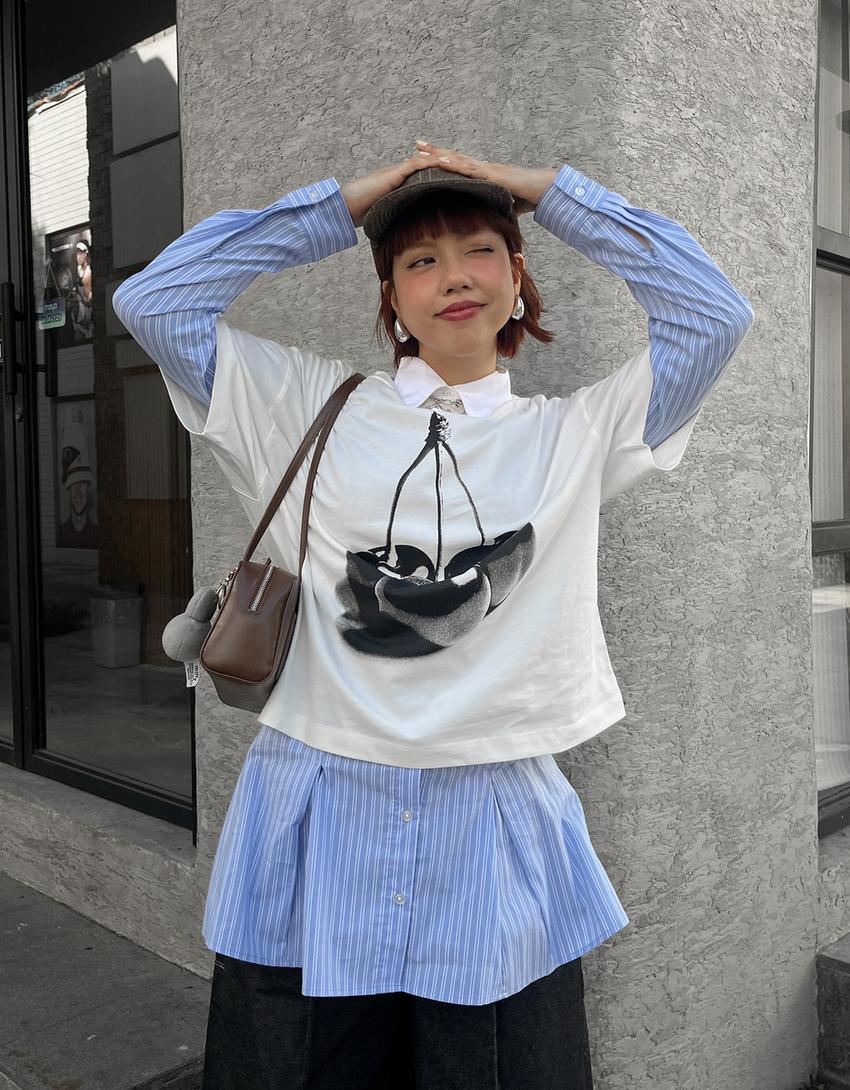 Short sleeve T-shirt with print-Off white-1