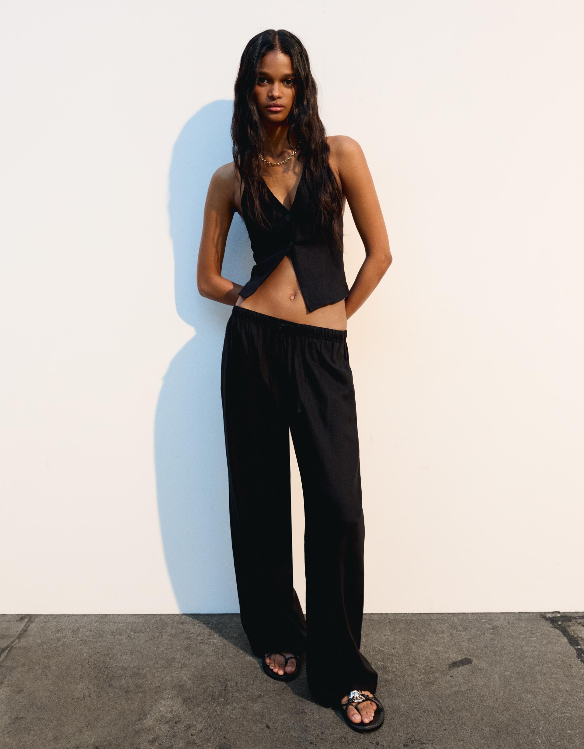 Ensemble 2 Pièces Veriliss Femme - Gilet Manches Courtes + Pantalon Large, Tricoté Confy