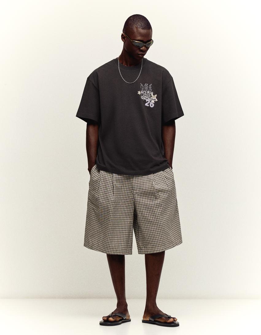 Printed boxy-fit short sleeve T-shirt-Black