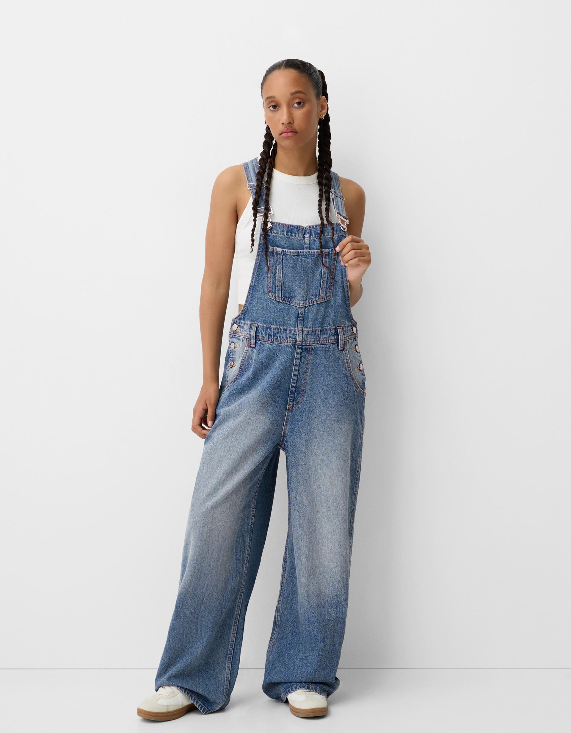 Tirantes Peto Tela Mujer Dungarees Peto Denim Largo Peto Largo