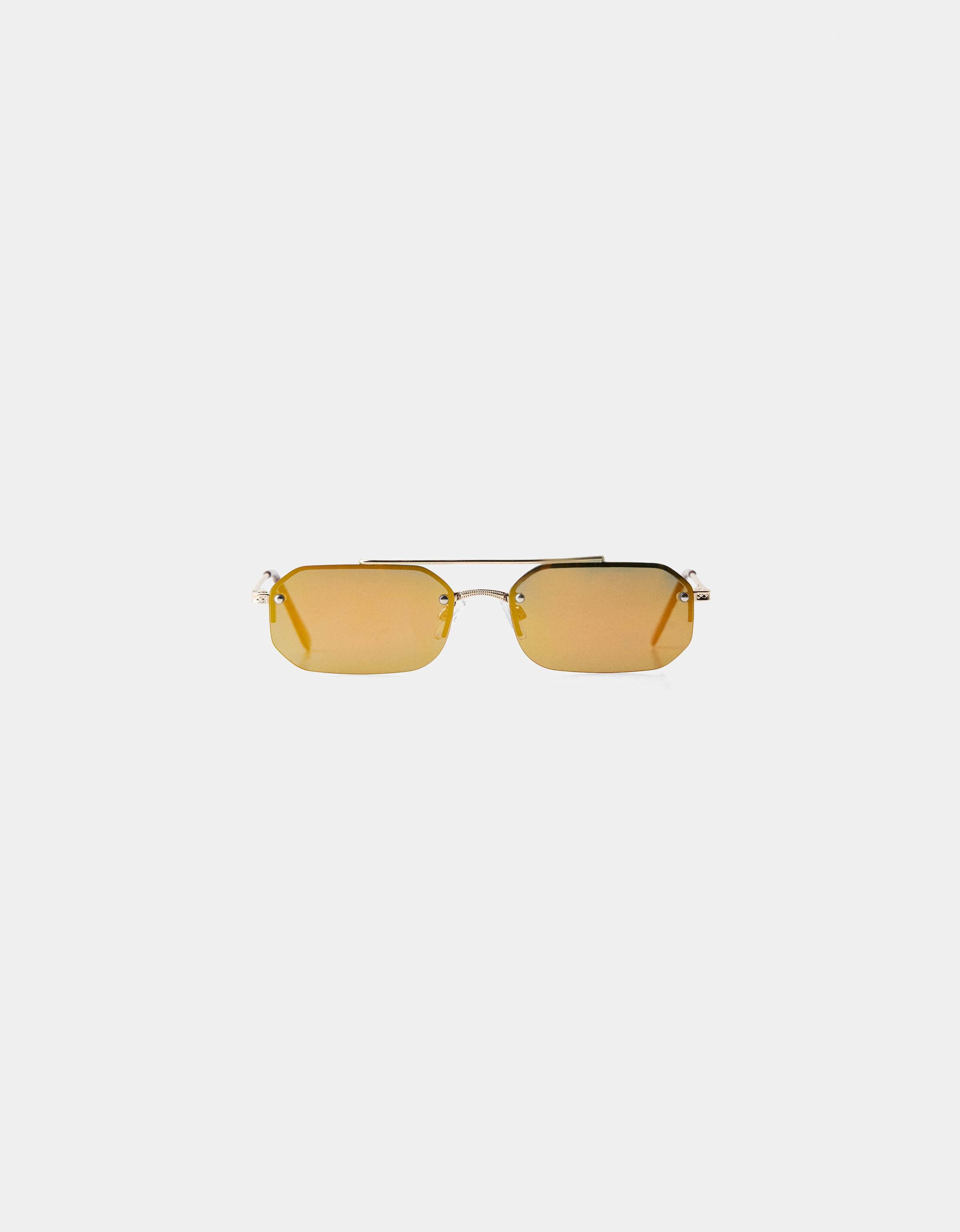 Bershka Sonnenbrille Mit Sechseckigem Gestell Und Spiegelgläsern Herren Braun