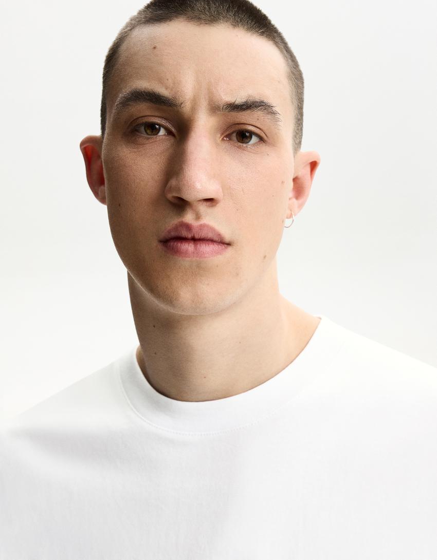 Koszulka oversize z krótkim rękawem-Biały