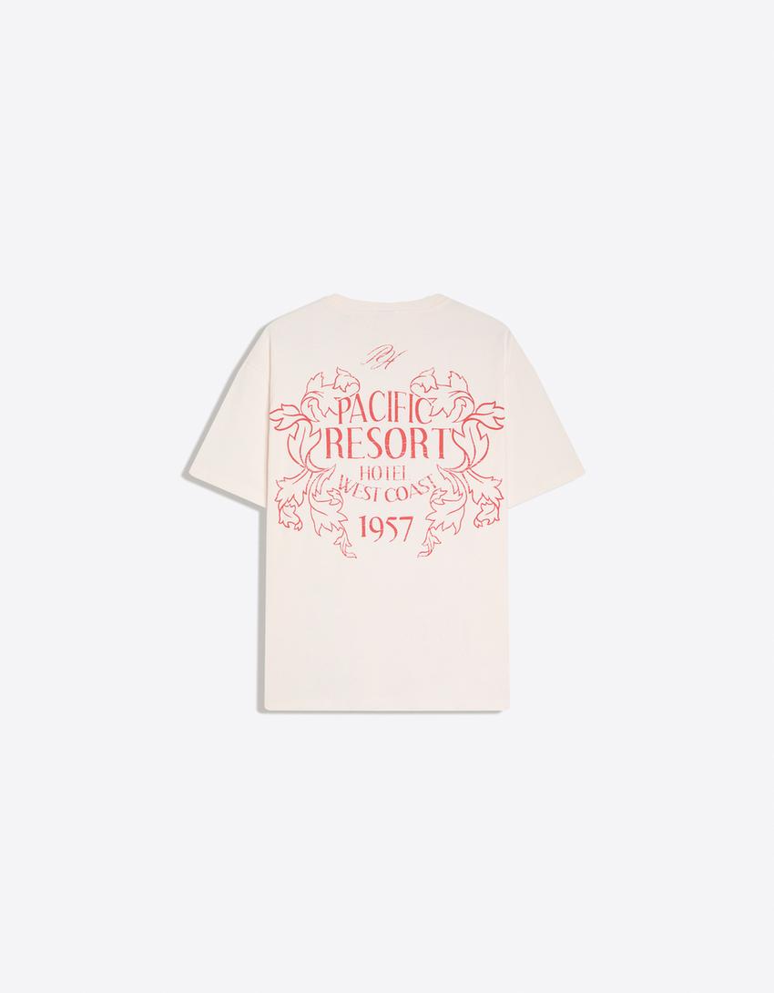 T-shirt relaxed fit imprimé-Rose