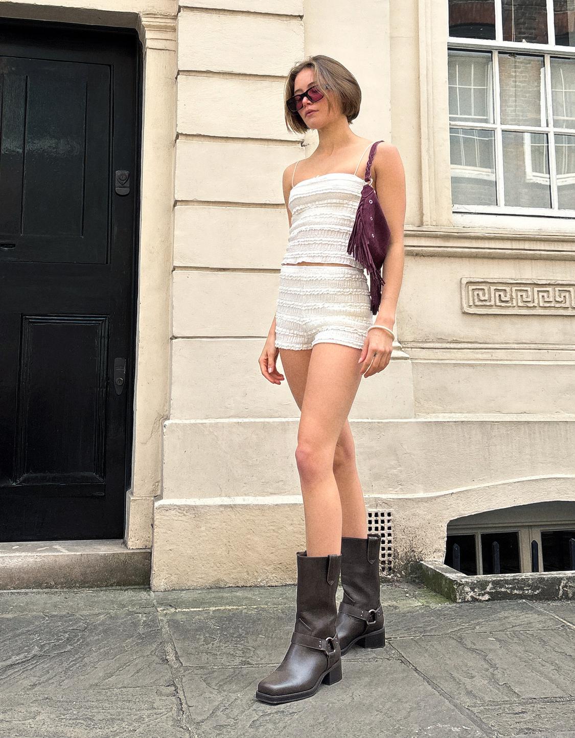 Waffle-knit top and shorts set