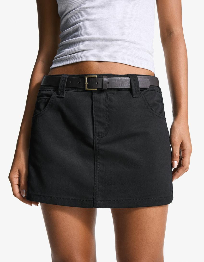 Mini-jupe ceinture-Noir-1