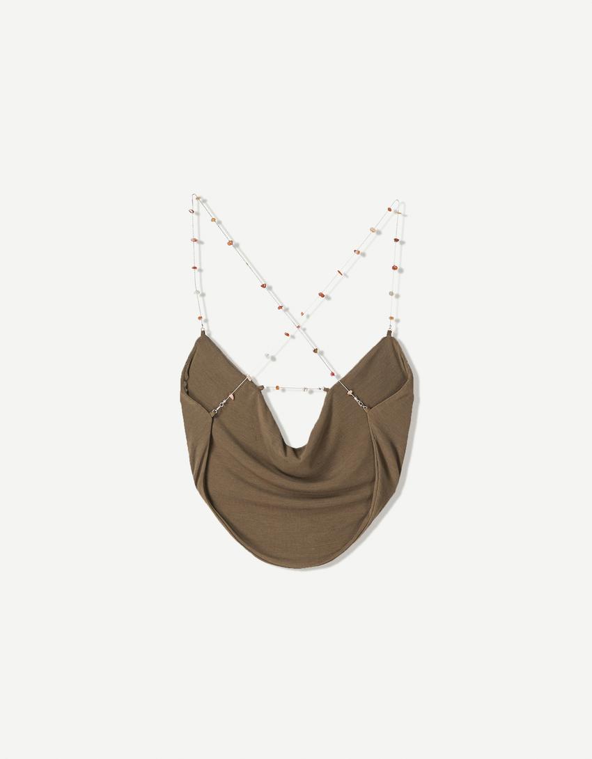 Top cropped collar-Kaki