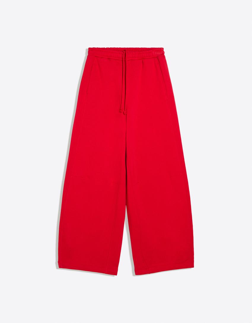 Pantalón felpa parachute-Rojo