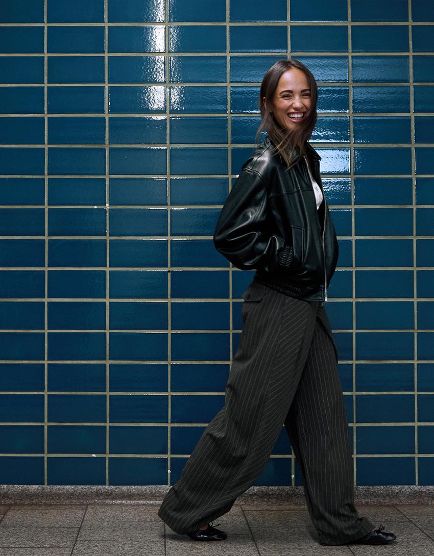 Műbőr dzseki-Fekete