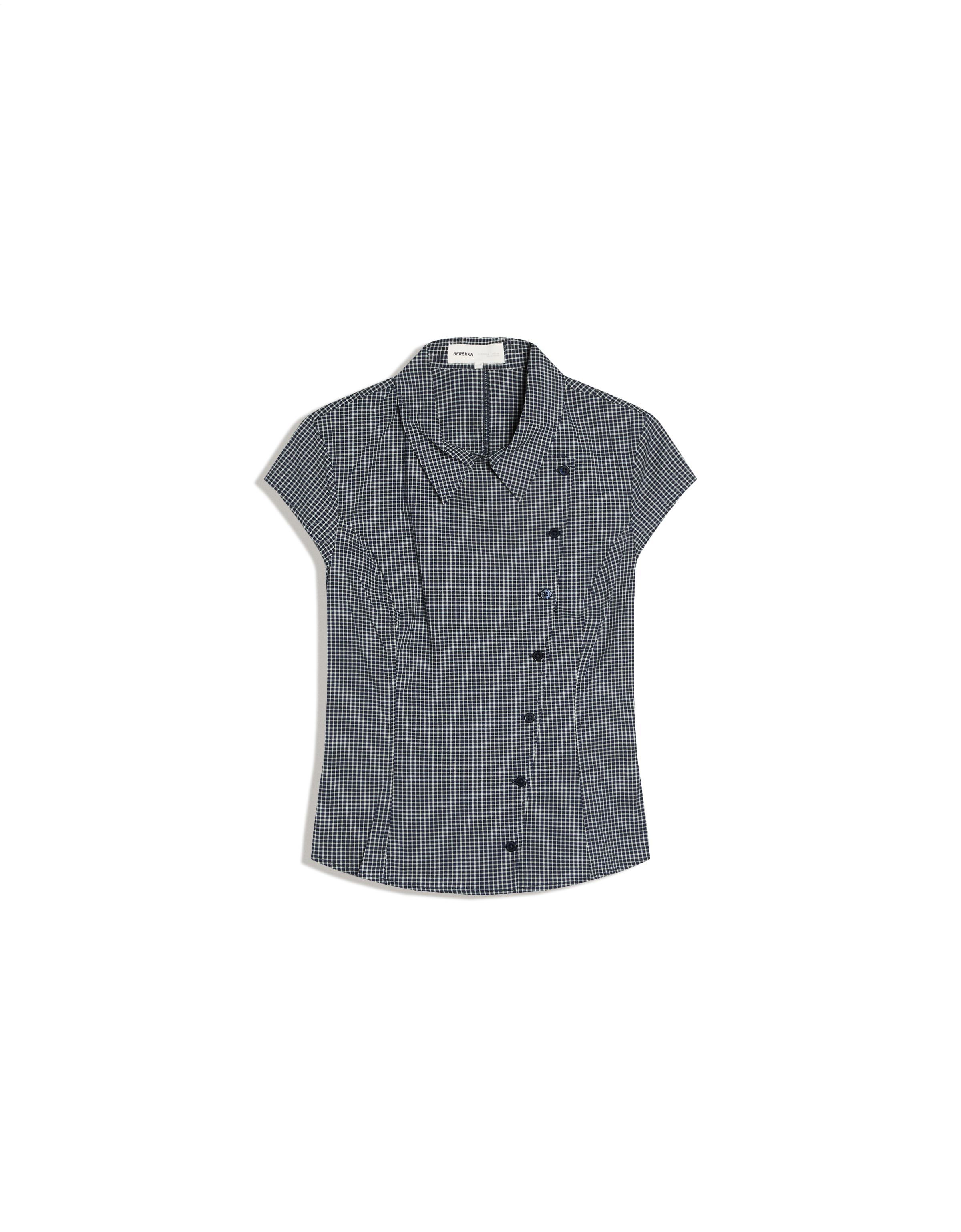 Short sleeve cross-button shirt