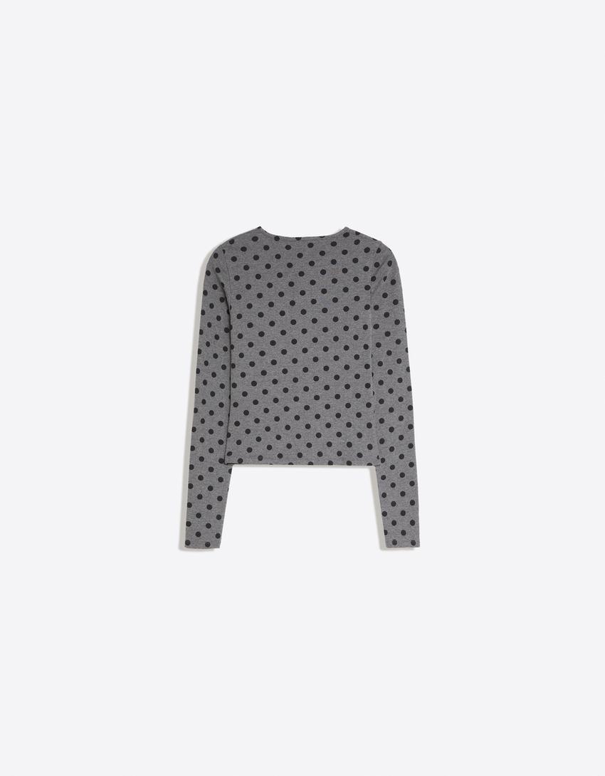 Chaqueta abertura escote-Gris oscuro