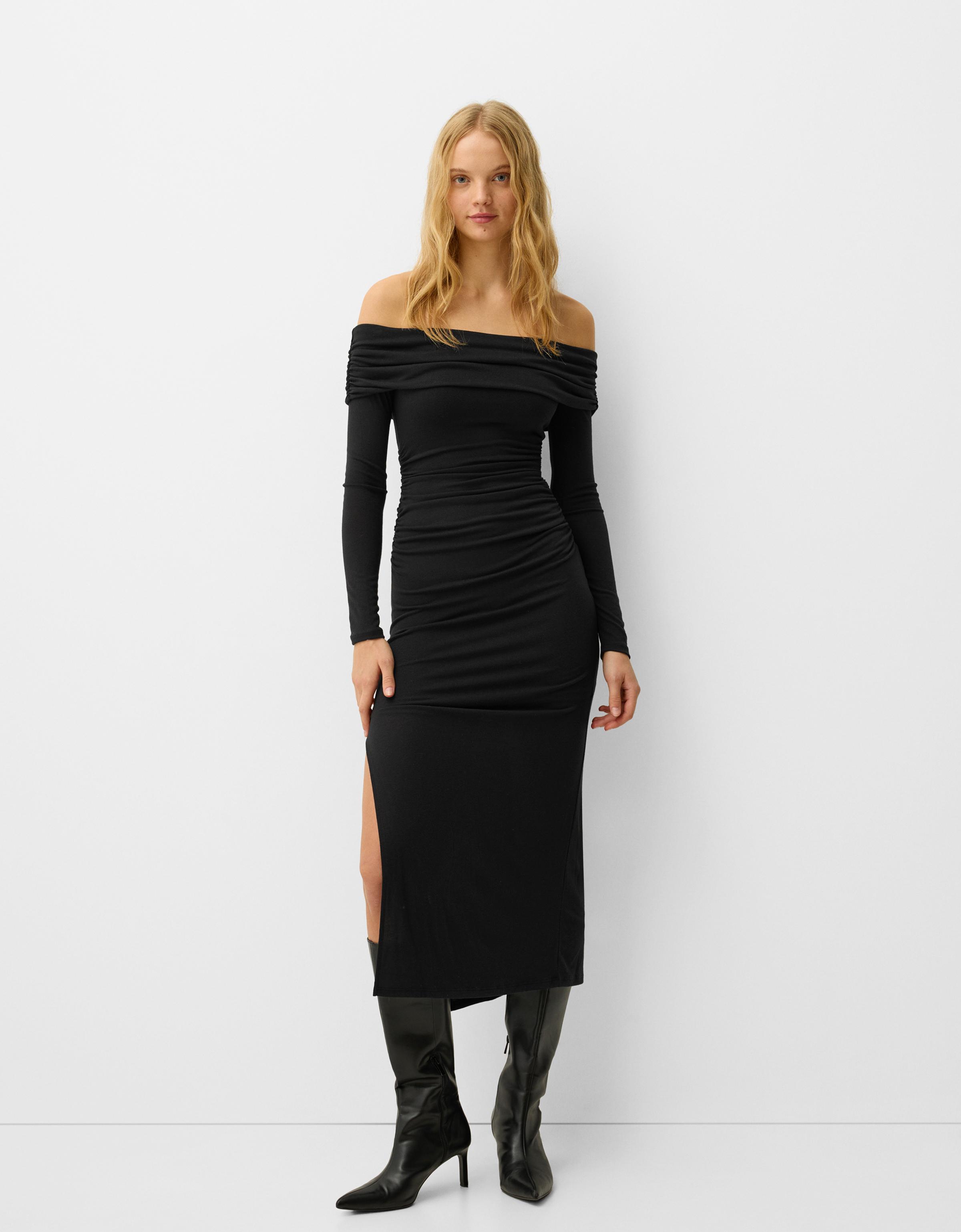 Bardot long sleeve midi dress best sale