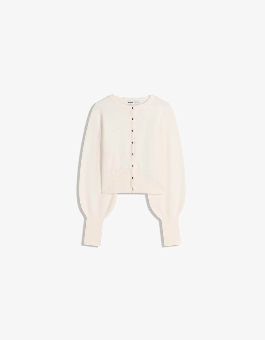 Strak ribcord vest-Ecru