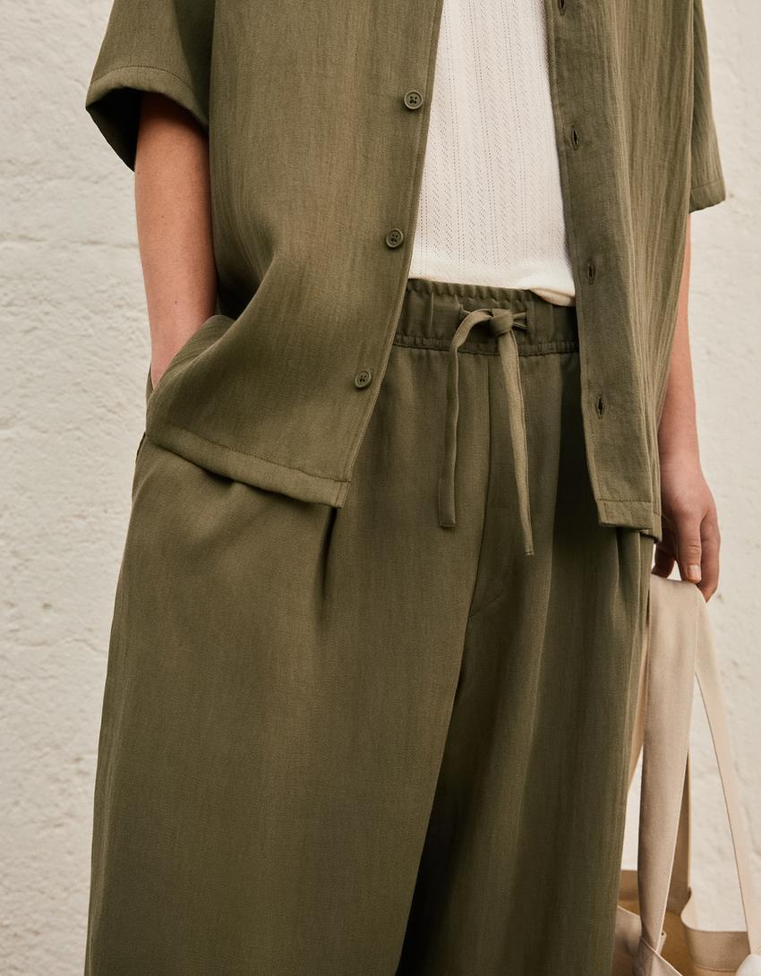Rustic baggy trousers-Khaki