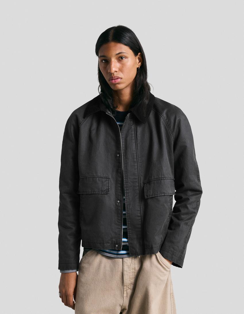 Waxed-effect jacket-Black