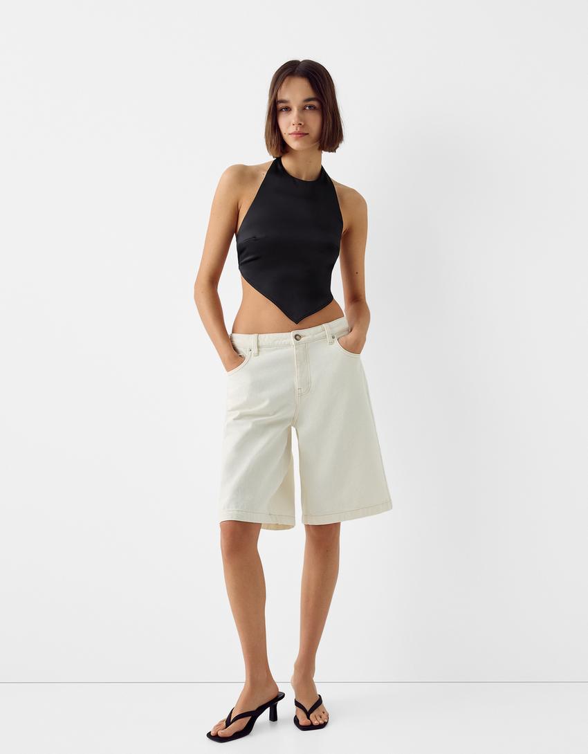 توب ساتان بربطة في الخلف-أسود-3