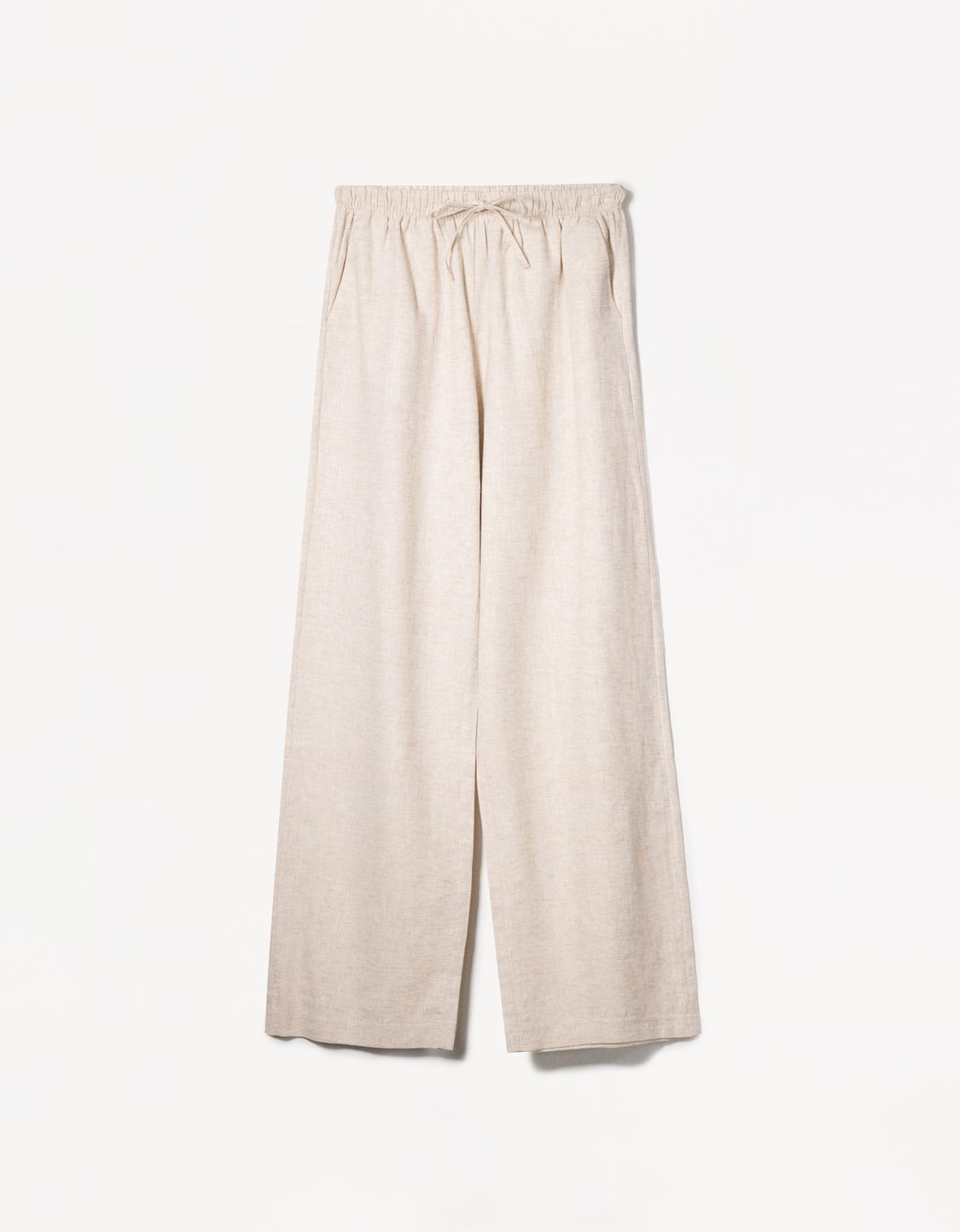 Linen blend trousers with an elasticated waistband
