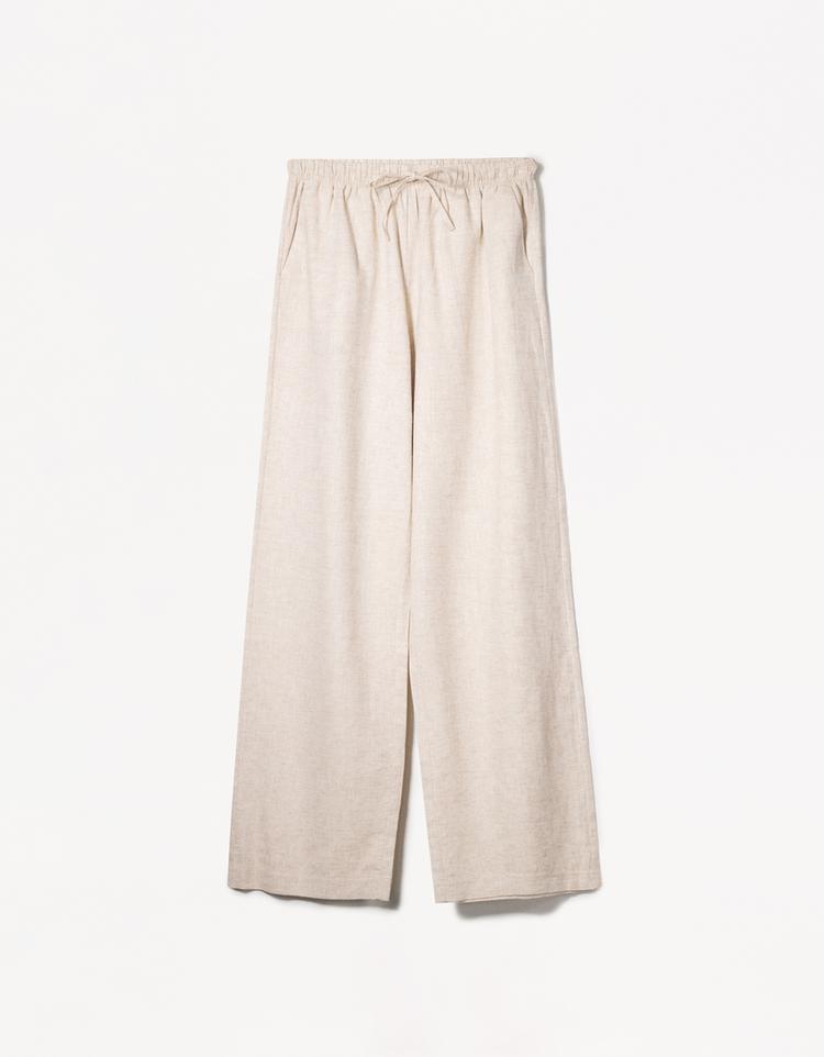 Linen blend trousers with an elasticated waistband