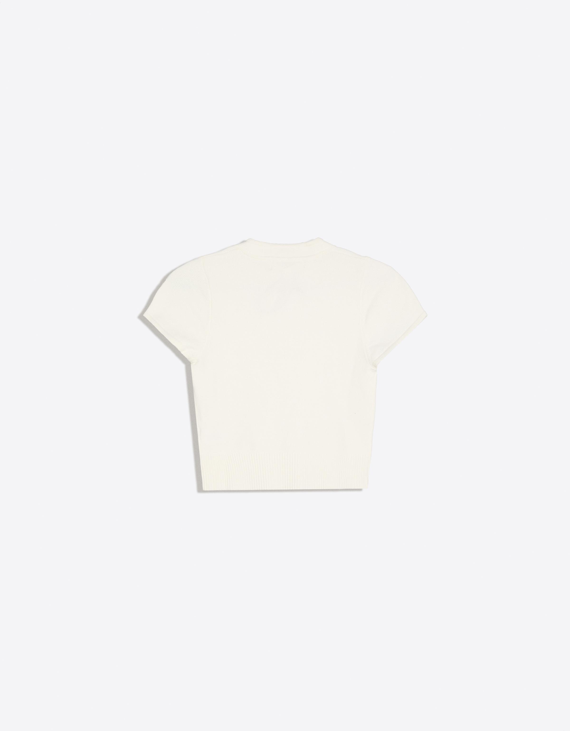 Short sleeve knit jumper with clasps — Cream