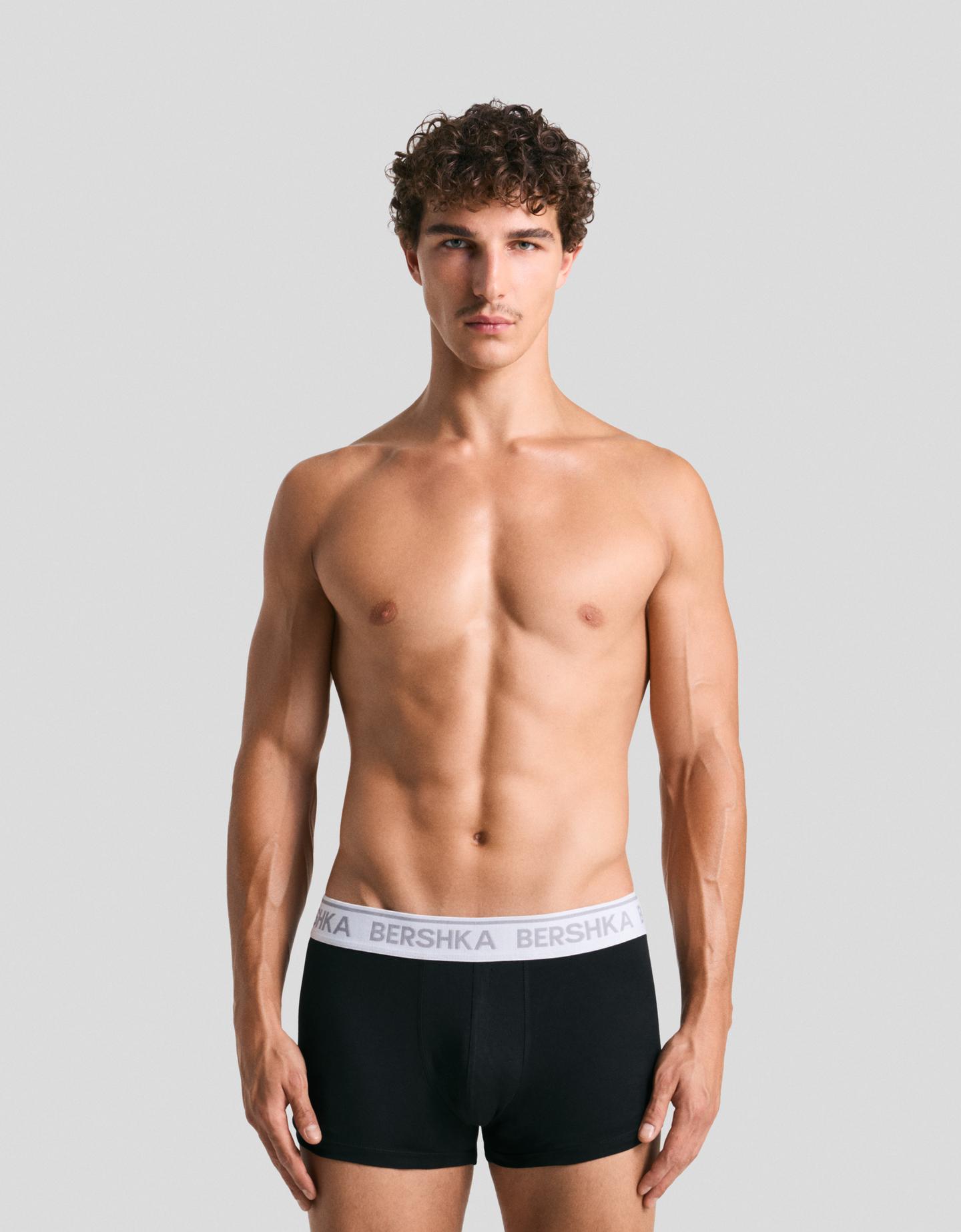 Bershka trójpak bokserek z nadrukiem w pasie biały