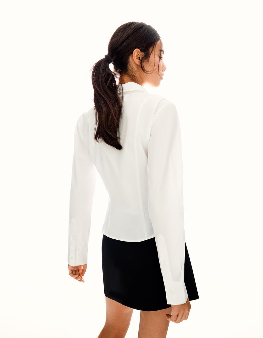 Camisa entallada abertura-Blanco