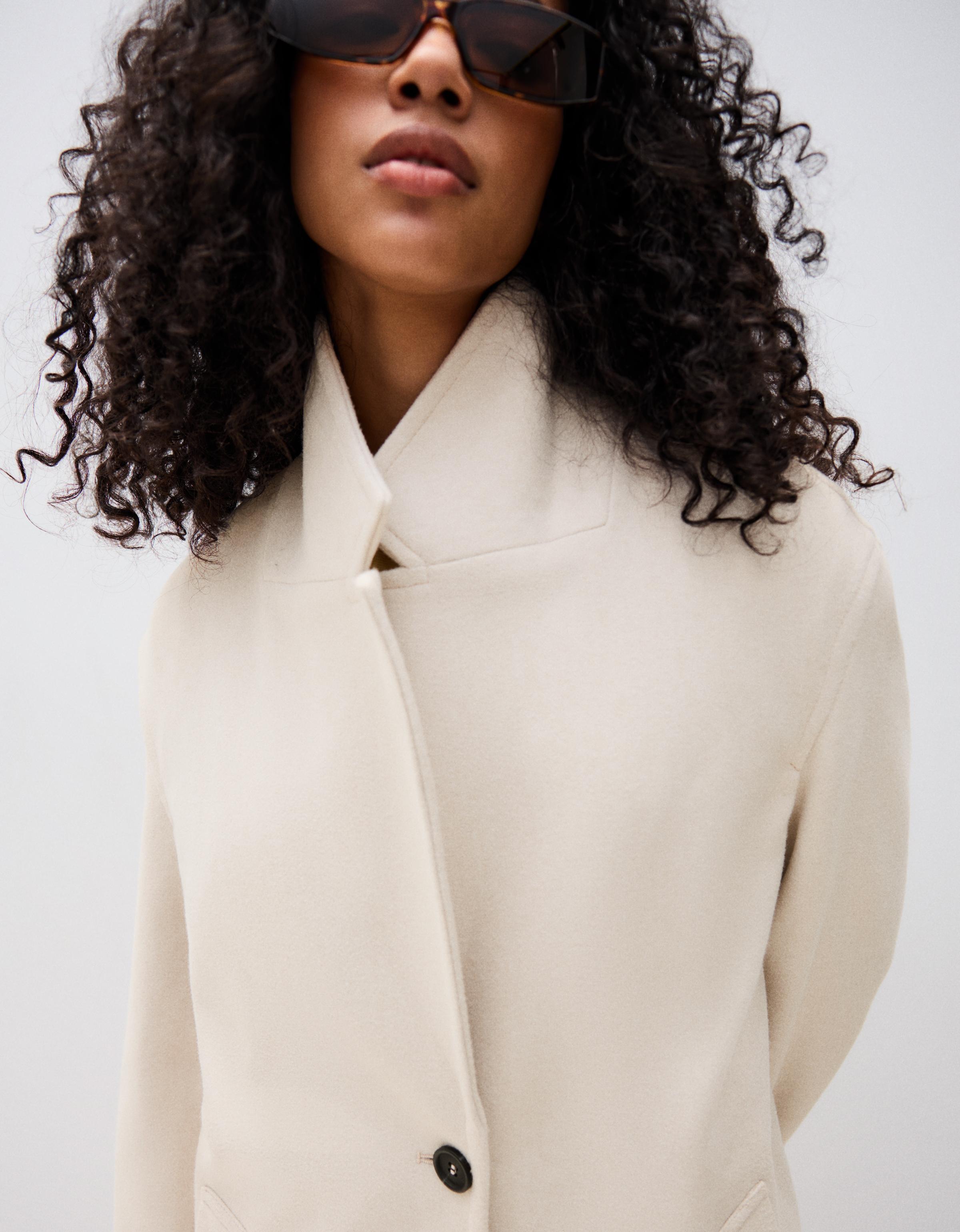 Soft-touch long coat — Sand