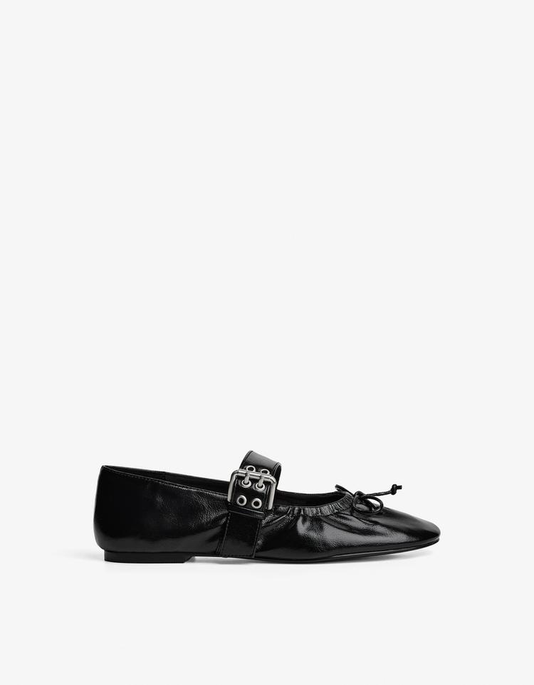 Buckled ballet flats