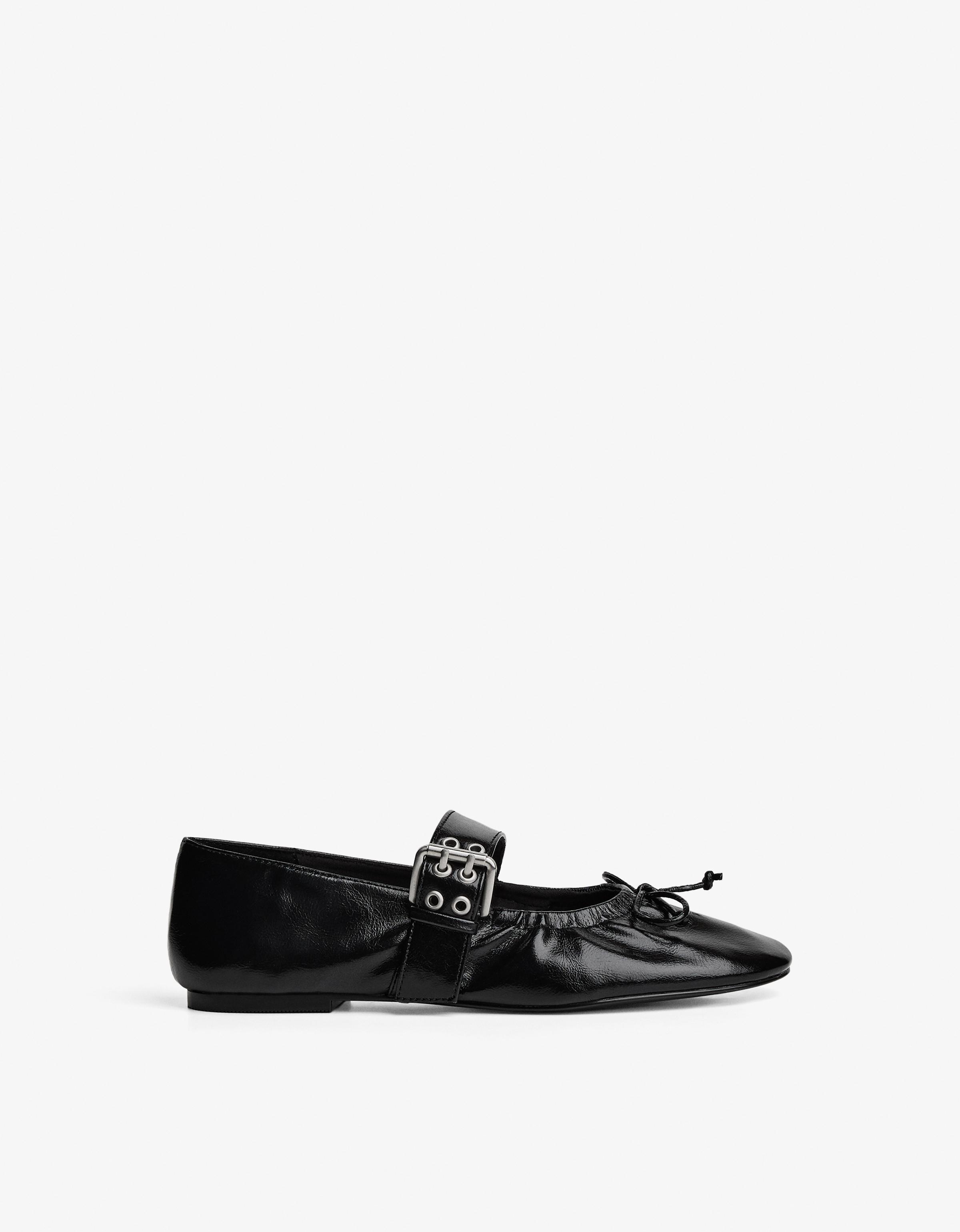Bershka Ballerina Mit Schnalle Damen 35 Schwarz