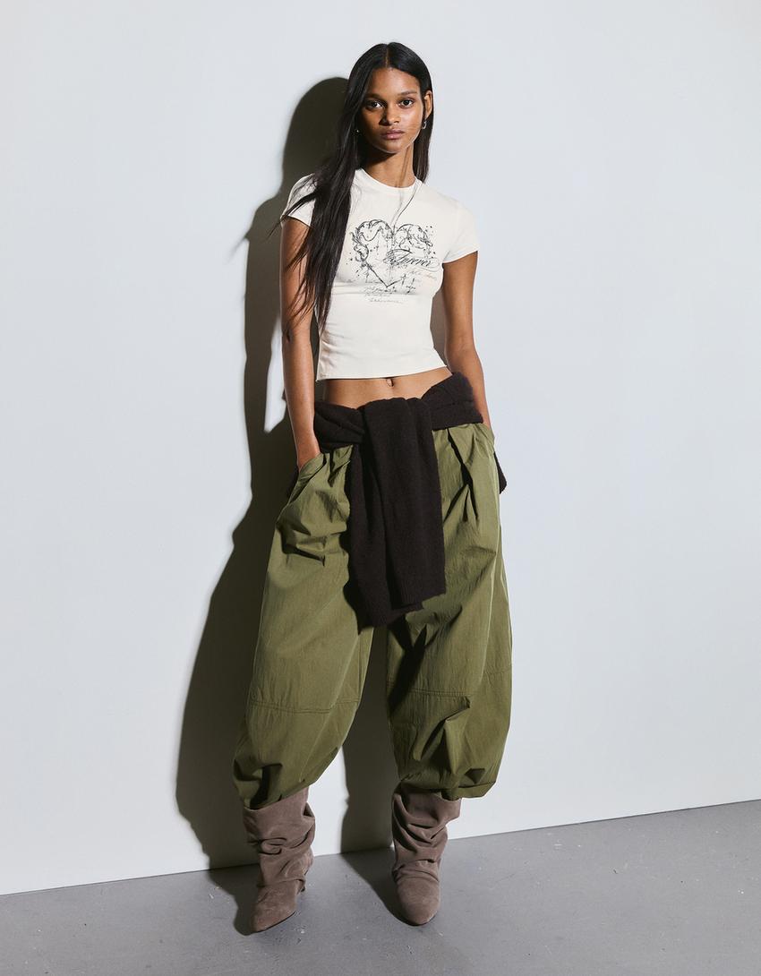 short sleeve print T-shirt-Off white