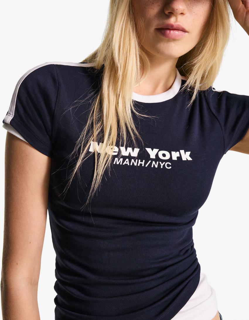 Camiseta manga corta print-Marino