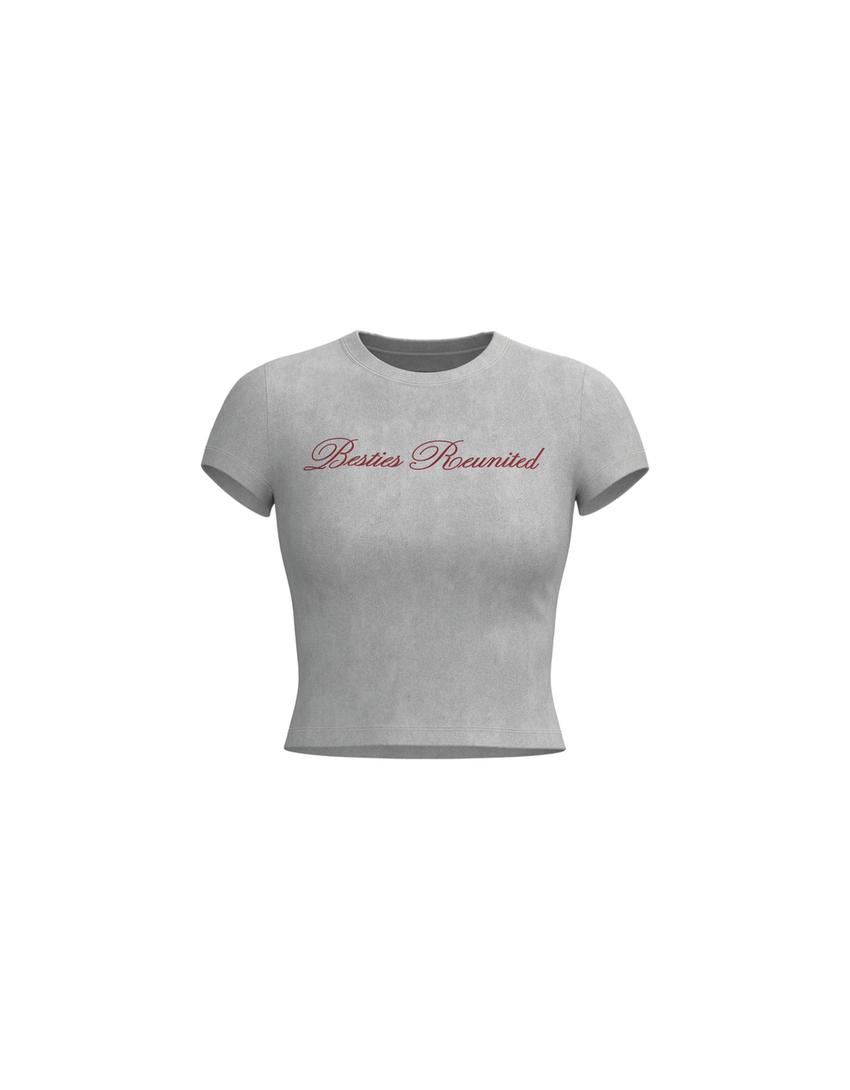 T-shirt manches courtes imprimé-Gris