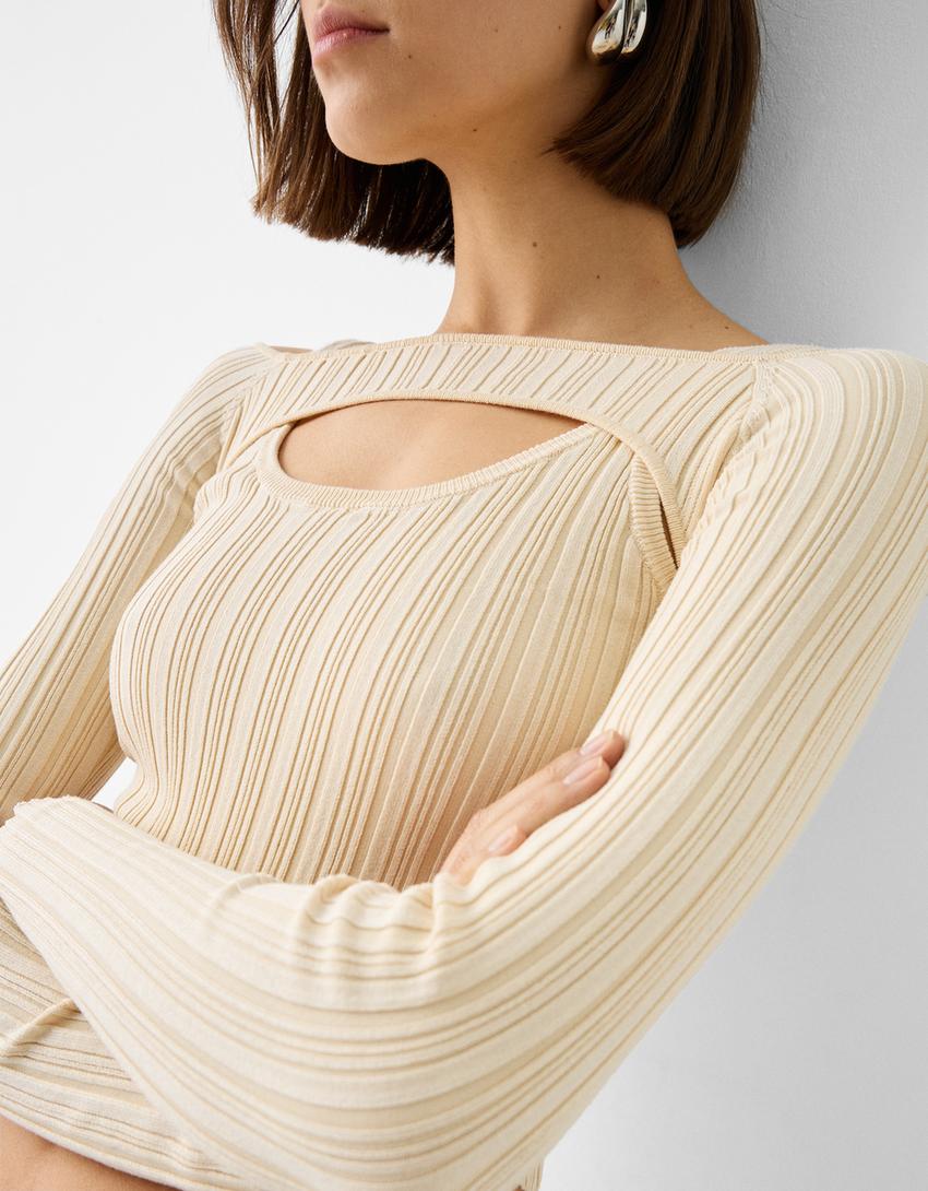 سويتر بأكمام طويلة-كريمي-5