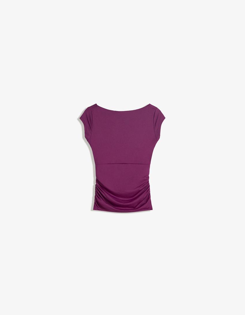 T-shirt manga curta poliamida-Roxo-3