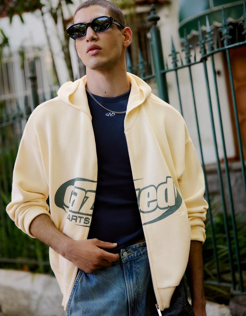 Printed hooded jacket-Off white