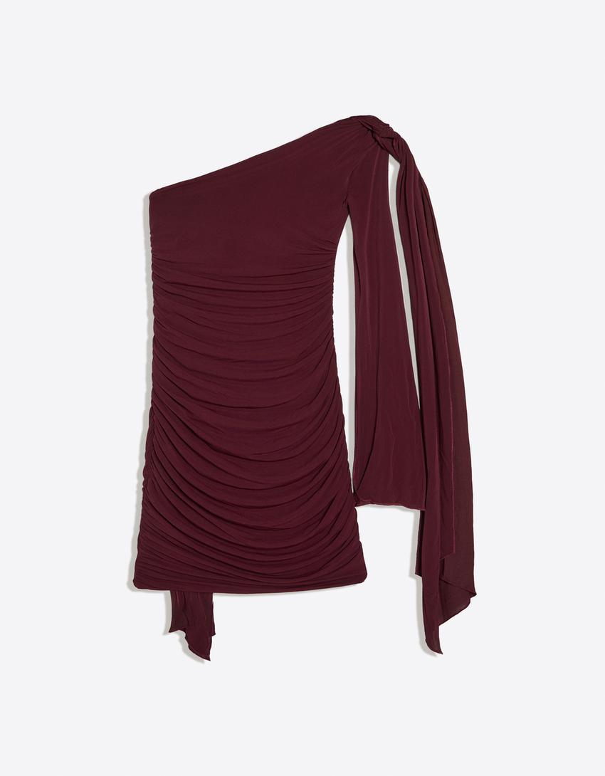 Vestido mini asimétrico MARINA SENA-Granate